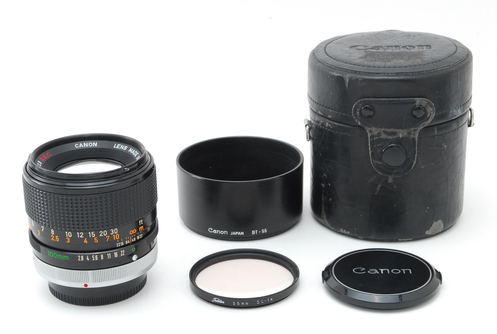 O Lens EXC+5 w/Hood,Case】Canon FD 100mm F2.8 S.S.C. SSC MF