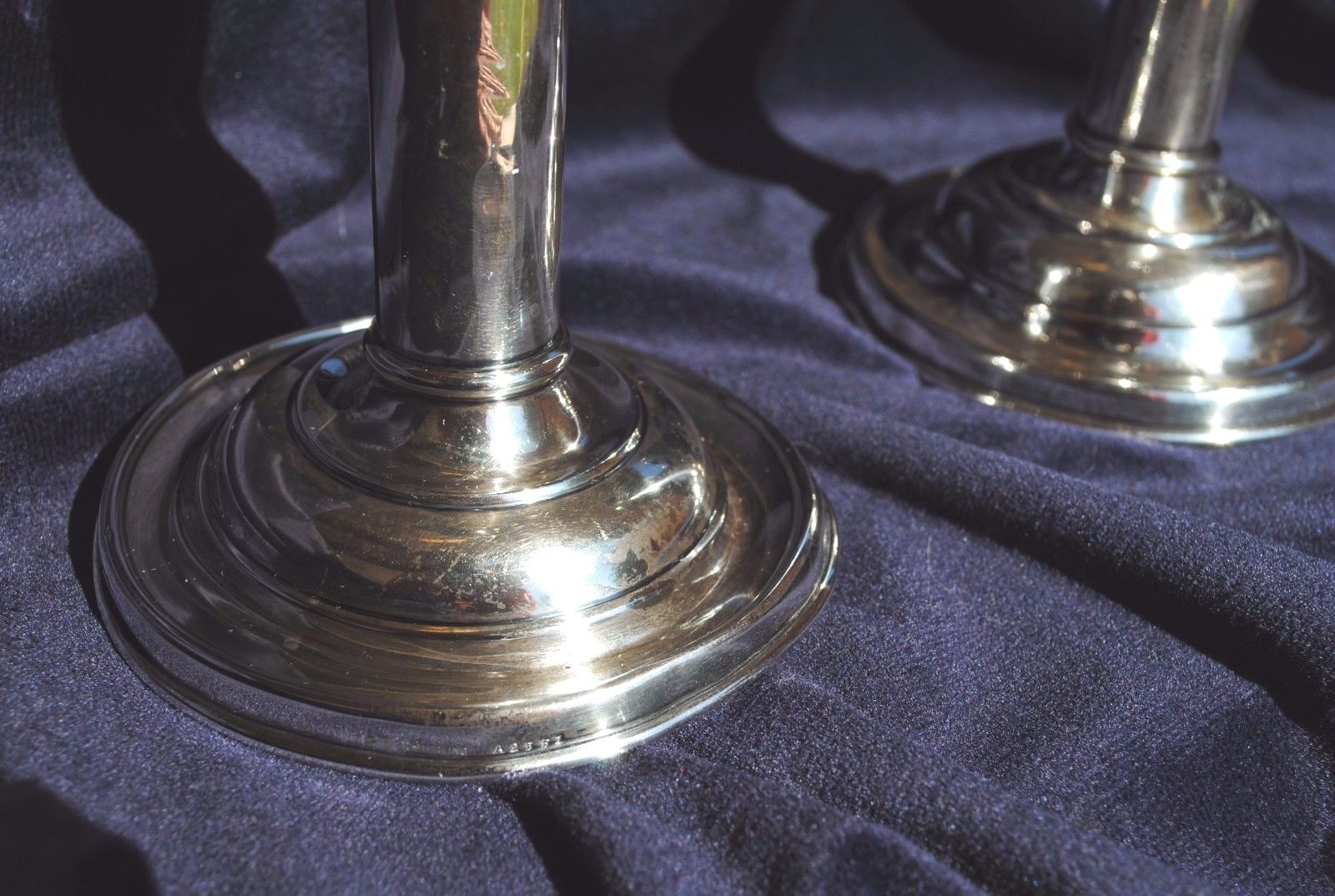 Pr.Antique Sterling Silver English Candlesticks,410 grams, 6.75 in.