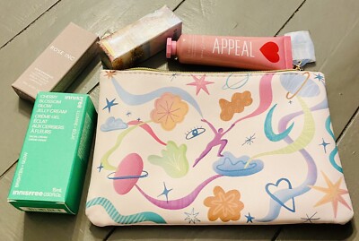 IPSY September 2024 Skin Tint, Hair Serum, Sugar Scrub, Pink Pastel Planet Bag