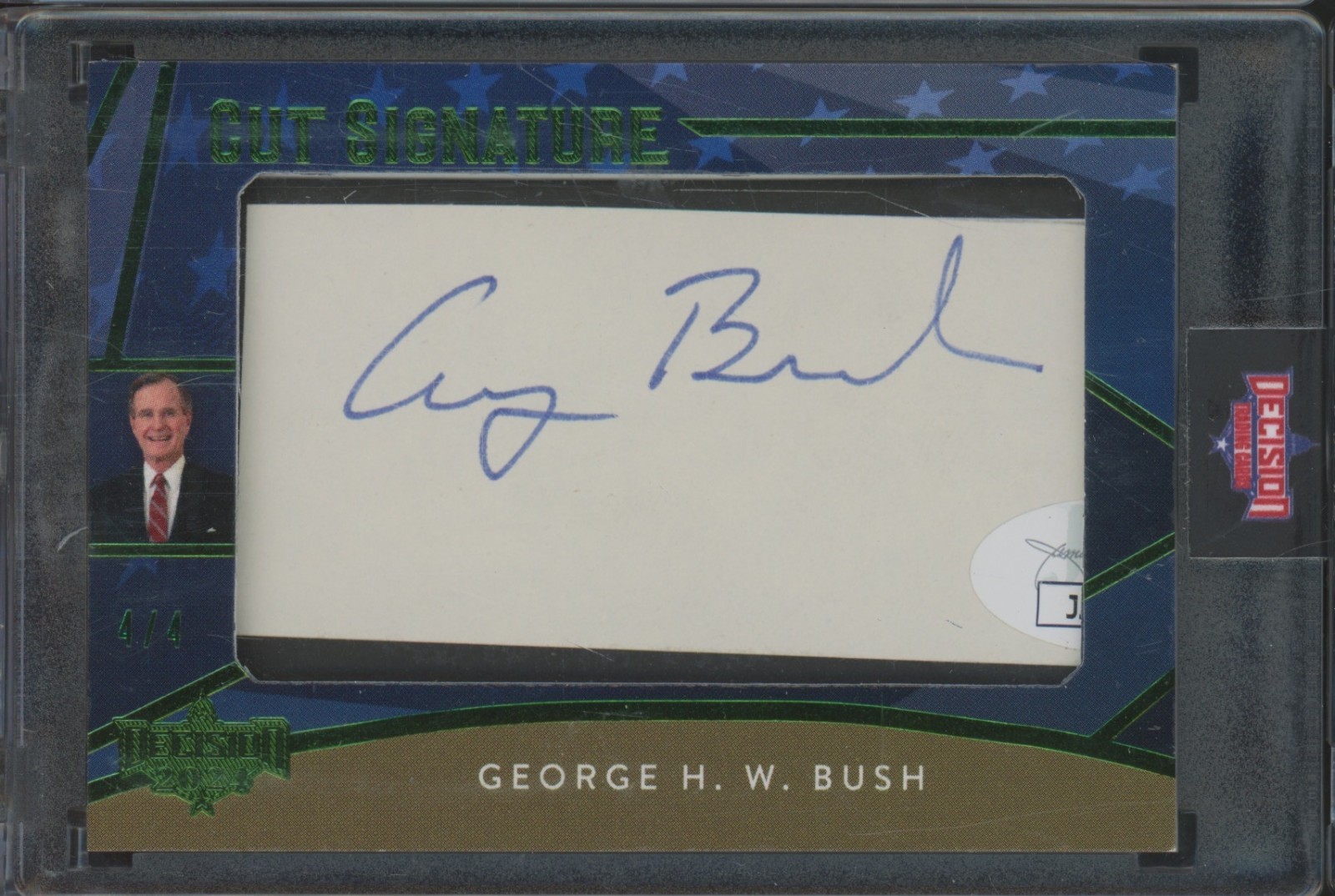 2024 Decision Cut Signature Green Foil George H W Bush 4/4 Auto Autograph