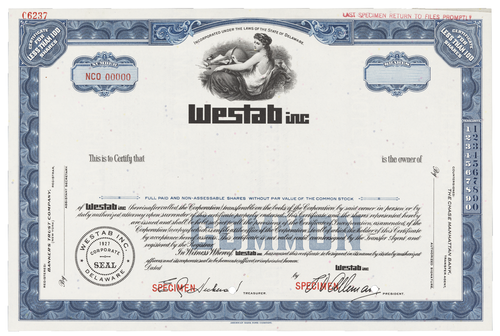 Westab, Inc. Stock Certificate