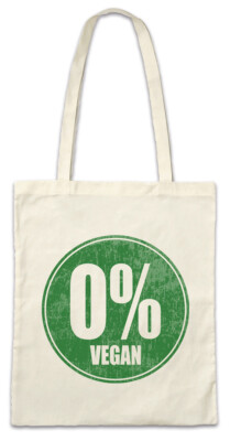 0% Vegan Hipster Bag Stofftasche Stoffbeutel No Not Anti Meat Fleisch Body