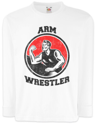 Arm Wrestler Kids Long Sleeve T-Shirt Over the Gym Training Pump Top Wrestling