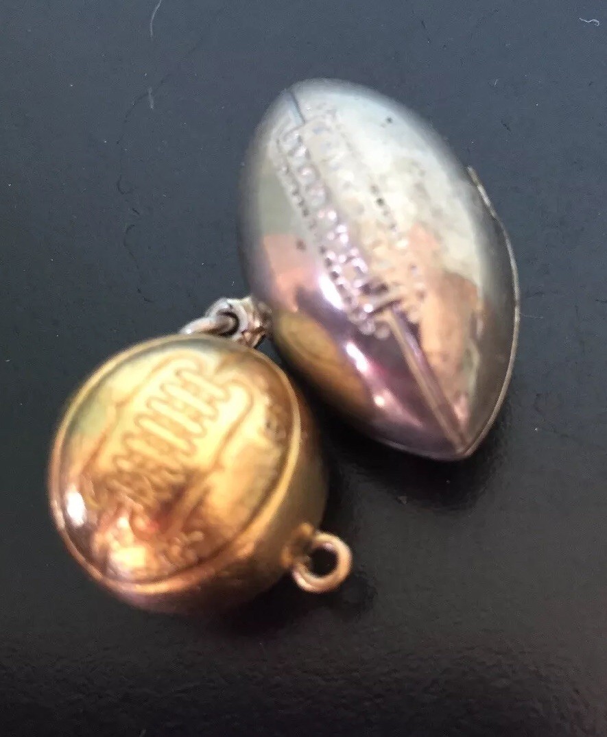 vintage rolled gold plate basketball silver football charms dated 1941