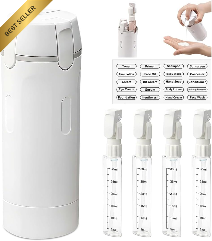 1 Reusable Travel Travel Bottle, 4-In-1 Refillable, 4 Travel Bottles, Leak-Proof