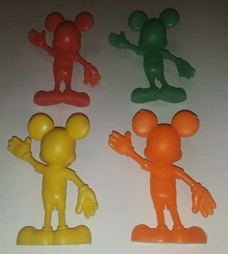 4 Louis Marx Walt Disney Plastic Figure Toy Lot Mickey Mouse 1976 Durham Vintage