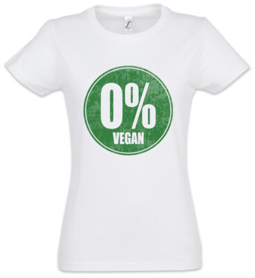 0% Vegan Damen T-Shirt No Not Anti Meat Fleisch Body Building Kraftsport Pumper