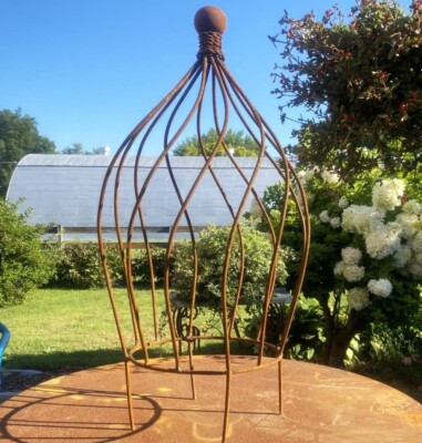 27'' Plant Support Garden Trellis Topiary, Round Wrought Iron Beatrice Obelisk