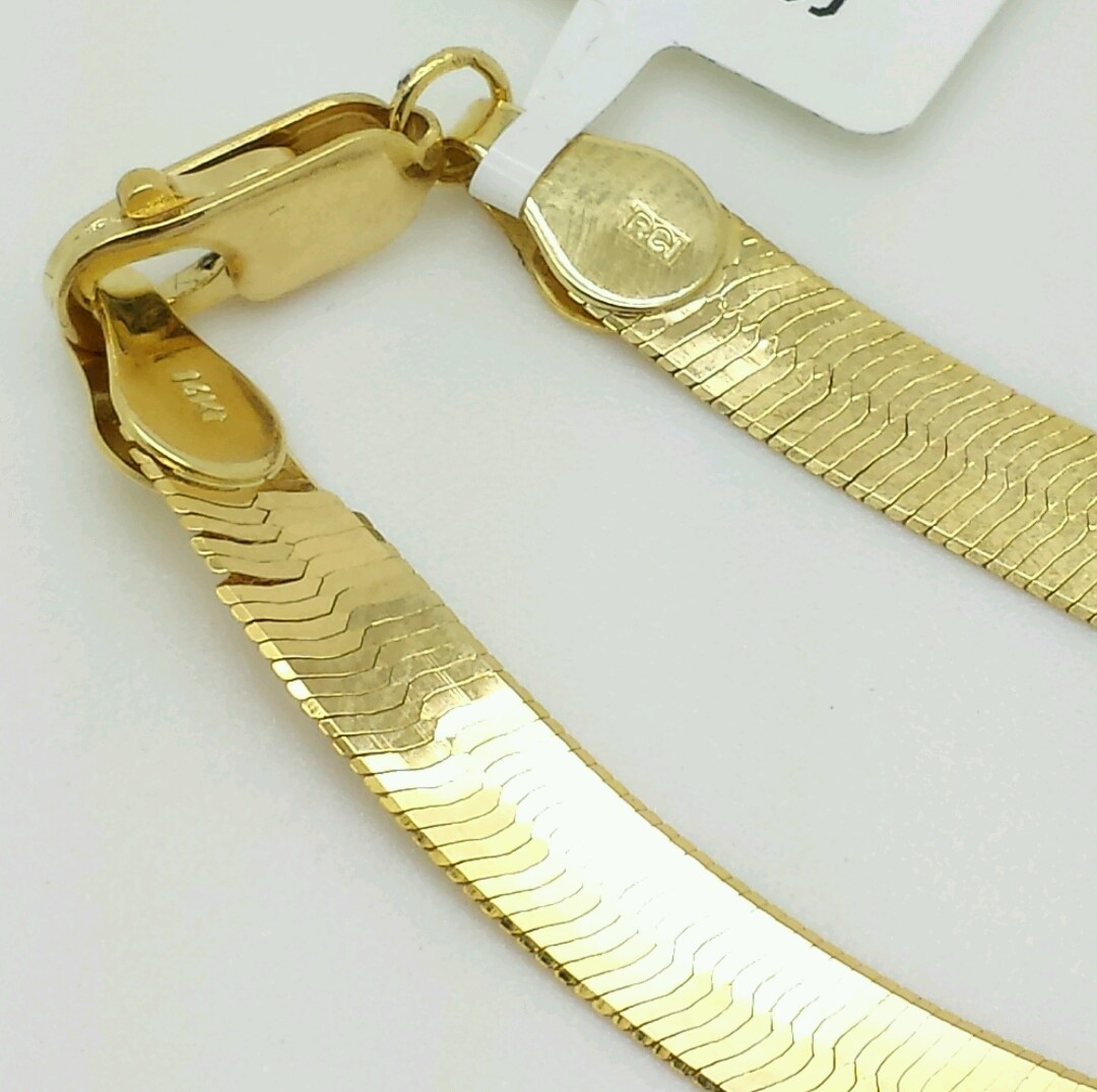 Produs 14k Solid Yellow Gold High Polish Herringbone Bracelet 7" 5.0mm