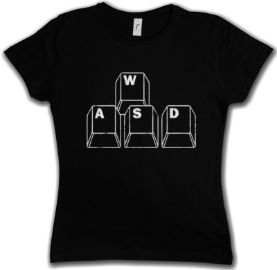 WASD WOMEN T-SHIRT Fun Gamer Games computer science scientist Shooter Keyboard