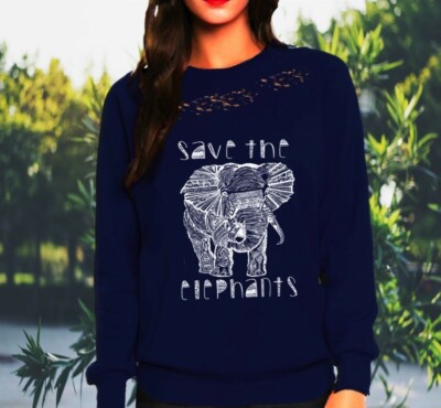 Save the elephants sweatshirt & face mask top sweat tribal print heavy