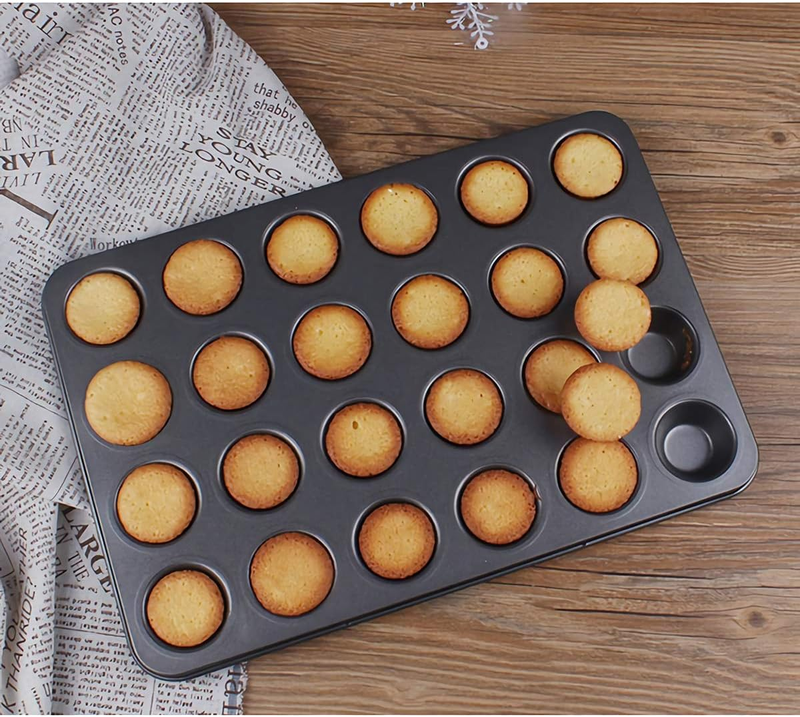 24-Cup Nonstick Mini Cupcake & Muffin Pans, Carbon Steel Baking Pans, Cake Mould
