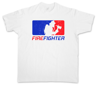 FIREFIGHTER T-SHIRT Fire Brigade Axe Helmet Volunteer Department Dept Fighter