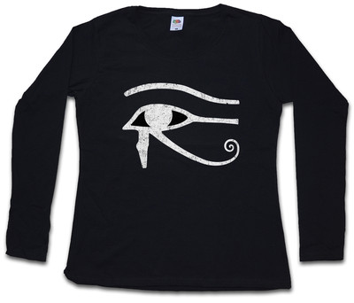 EYE OF HORUS II SIGN WOMEN LONG SLEEVE T-SHIRT Ra Falcon Sun God Cleopatra