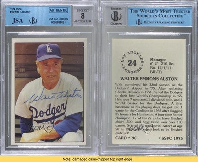 1976 SSPC Walter Alston #90 JSA Certified Encased by BGS Auto HOF