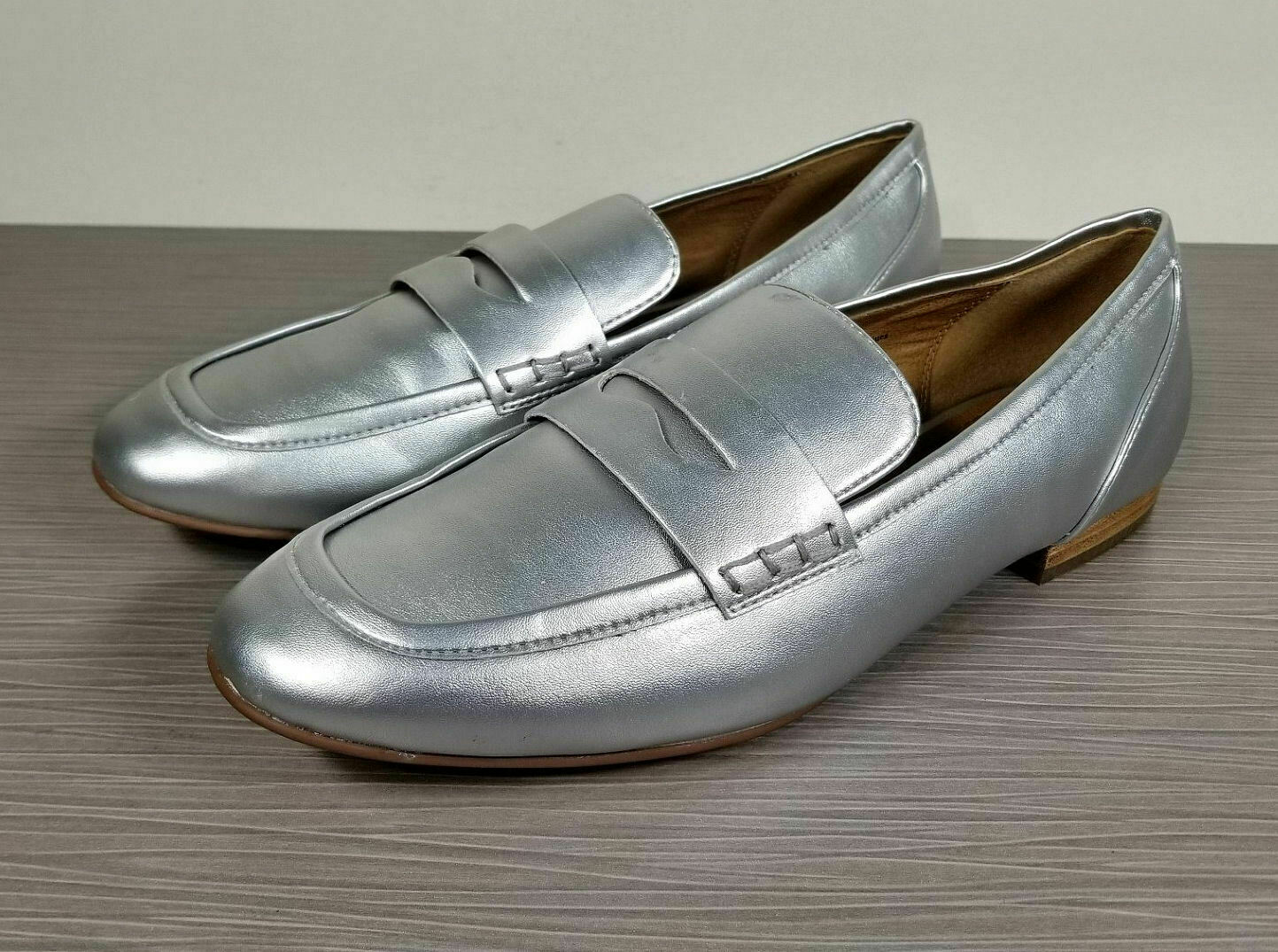 14th & Union Alice Penny Loafer, Silver Faux Leather, Womens Various Sizes