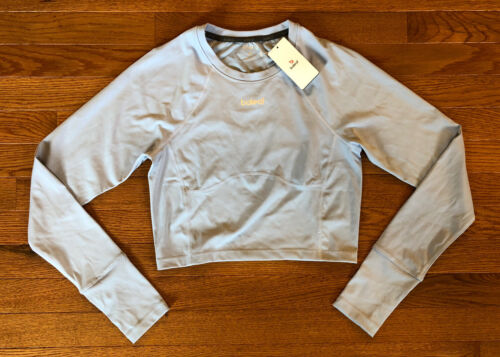 Women's BALEAF Long Sleeve Crop Workout Shirt Slim Fit Size M NWT Blue 007
