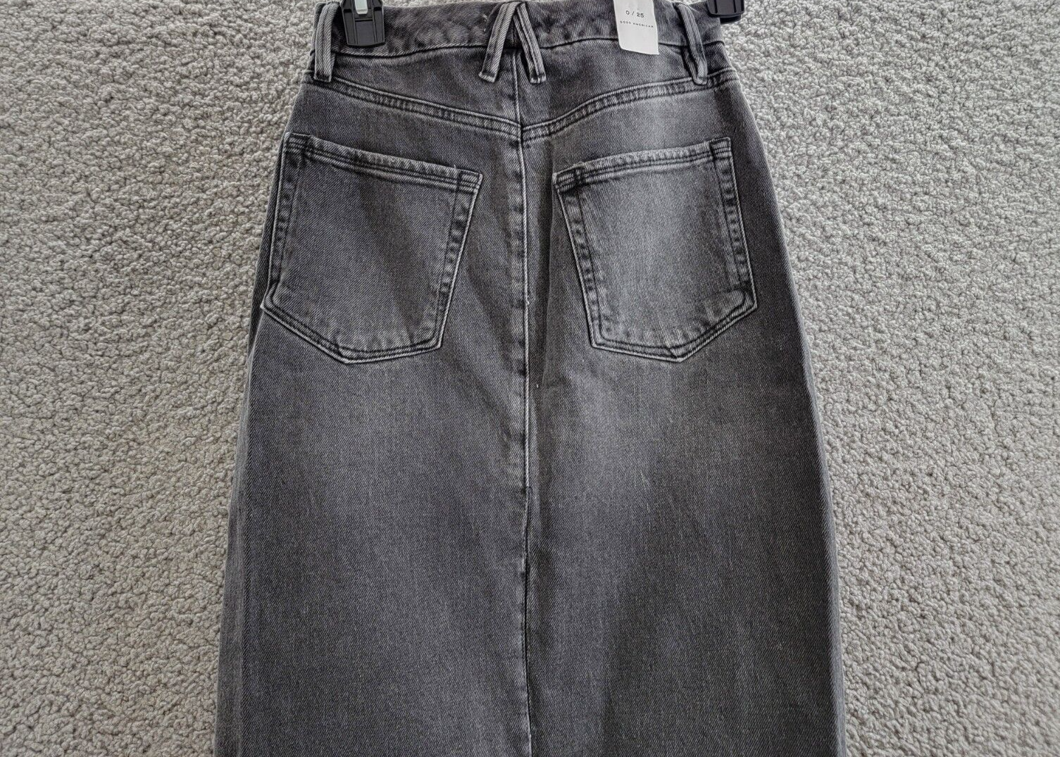 Good American Denim Tube Maxi Skirt Women's 0/25 Black Faded Button Zip Closure - Picture 11 of 16