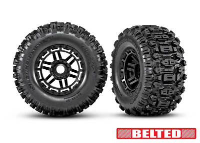 Traxxas Belted Sledgehammer Tires Mounted Black Wheels