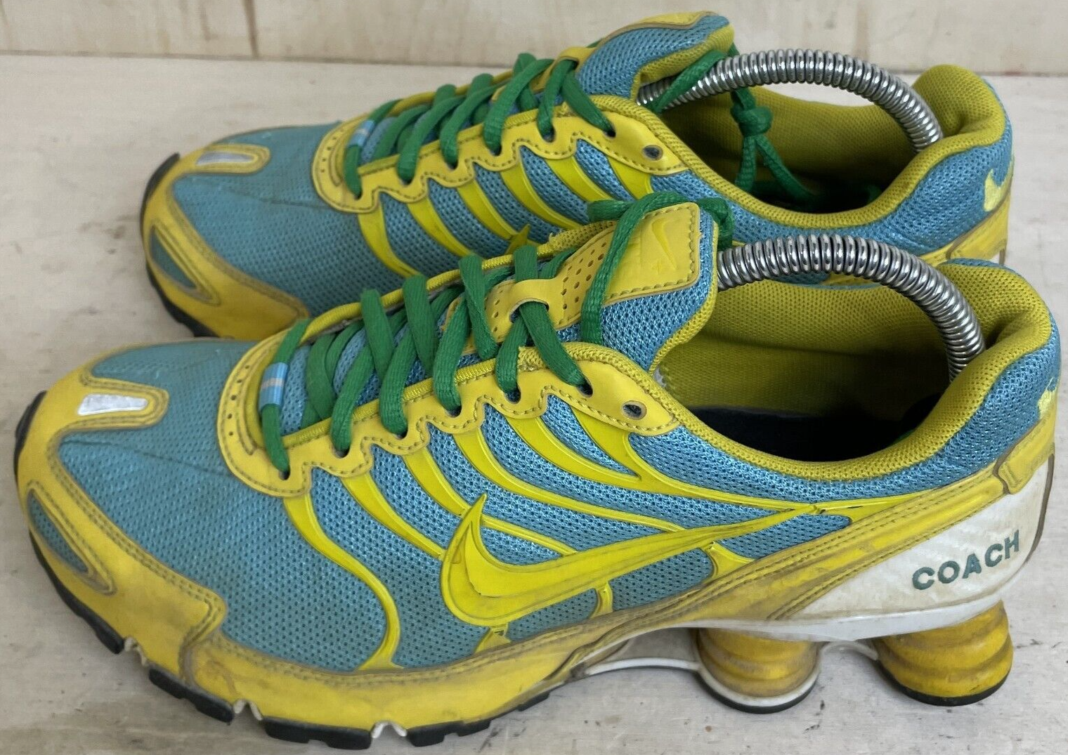 Nike ID Shox 326907-992 Yellow/Blue Coach Running Shoes UC