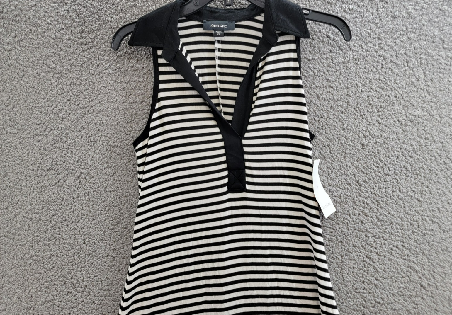 Karen Kane Contrast Collar Placket Dress Women's XS Black/White Striped Pullover - Picture 3 of 15