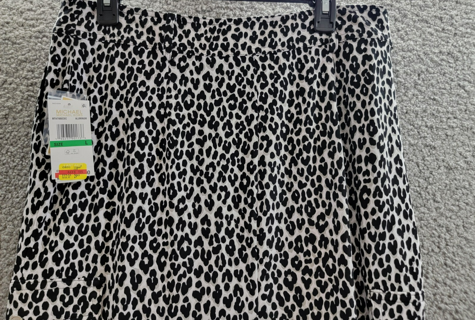 MICHAEL Michael Kors Animal-Print Utility Slit-Front Skirt Women's L Aluminum - Picture 11 of 17