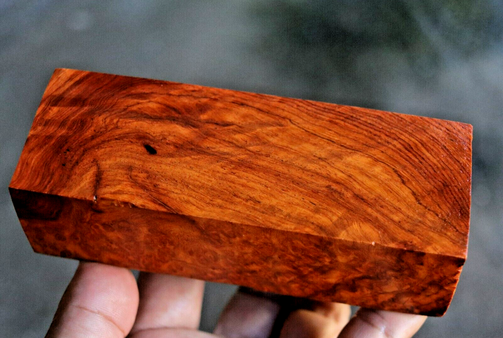 Amboyna Burl, Knife Handle Blank Turning, Exotic Wood 1 7/8"x 5"x 1 3/8" #392 Amboyna Burl, Knife Handle Blank Turning, Exotic Wood 1 7/8"x 5"x 1 3/8" #392