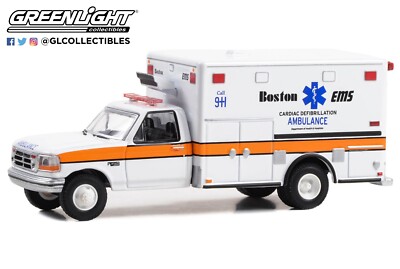 1:64 GreenLight *FIRST RESPONDERS* Boston EMS 1994 Ford F350 AMBULANCE NIP!