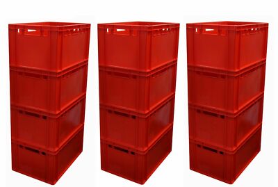 12 Metzgerkisten Lebensmittelvorrat Stapelbox E3 60x40x30 cm Rot Gastlando