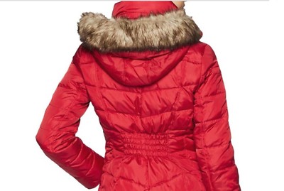 Pre-owned Michael Kors Authentic Church Women's Winter Down Hooded Parka Coat Red Size Xl