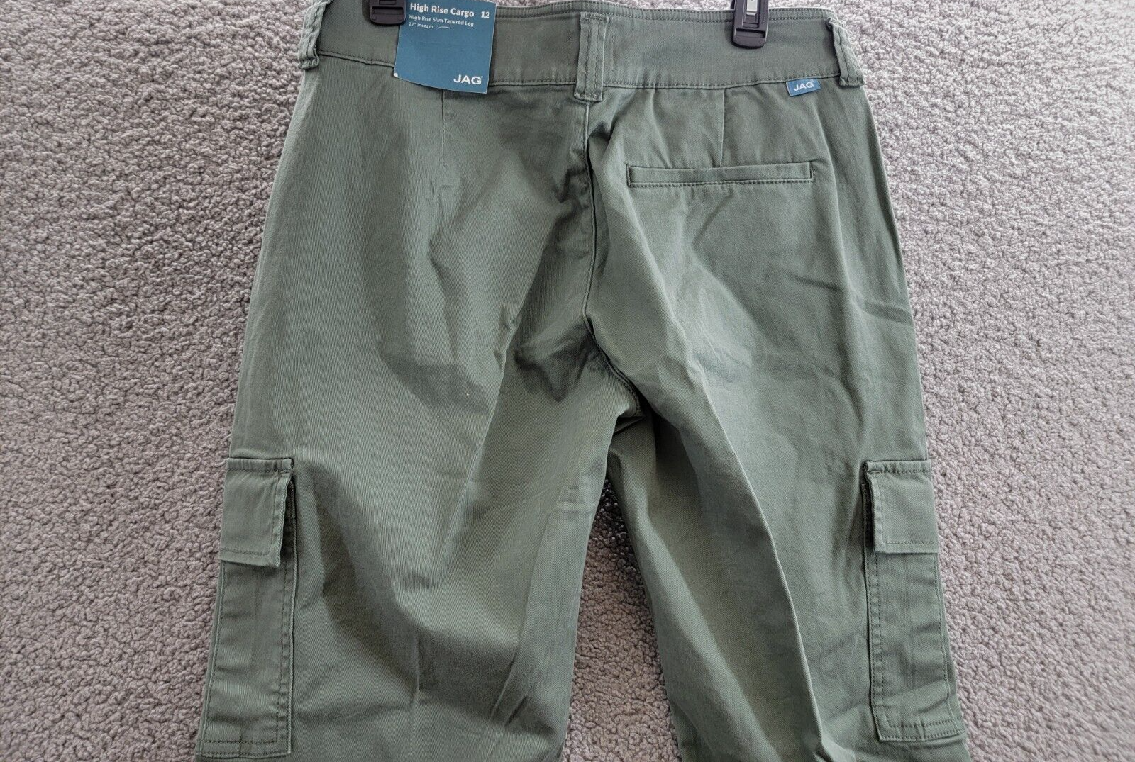 JAG High Rise Stretch Slim Tapered Leg Cargo Pants Women's 12/27 Sage Button Zip - Picture 13 of 18