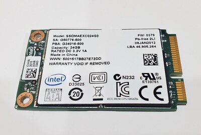Intel SSDMAEXC024G3 24GB SLC SATA 3Gbps mSATA Internal Solid State Drive