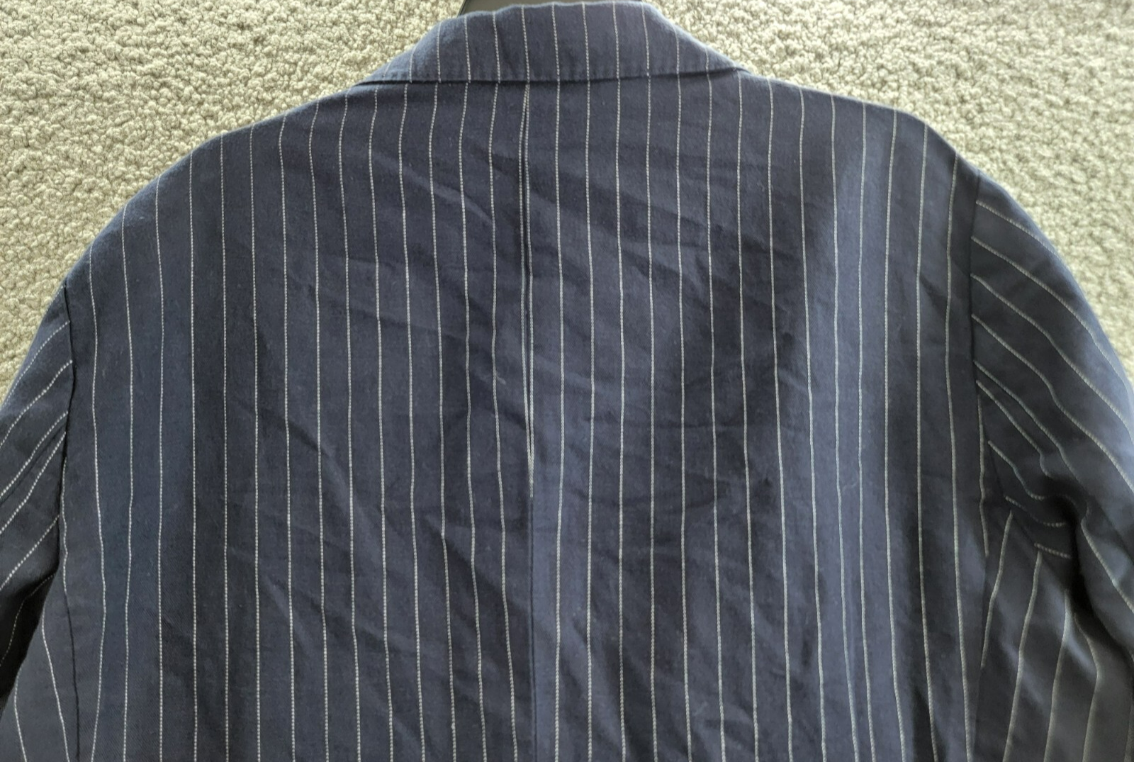 Polo Ralph Lauren Soft Pinstriped Sport Coat Men's 46L Navy Linen Blend Pockets - Picture 16 of 20