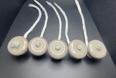 5 pk Ceramic Wick Holder |  Large Ceramic Wick Holder with 10'' Fiberglass Wicks