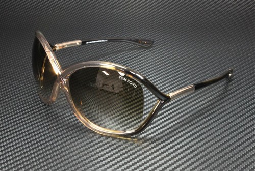 Pre-owned Tom Ford Ft0009 74f Shiny Transparent Oval Women's 64 Mm Sunglasses In Gradient Brown