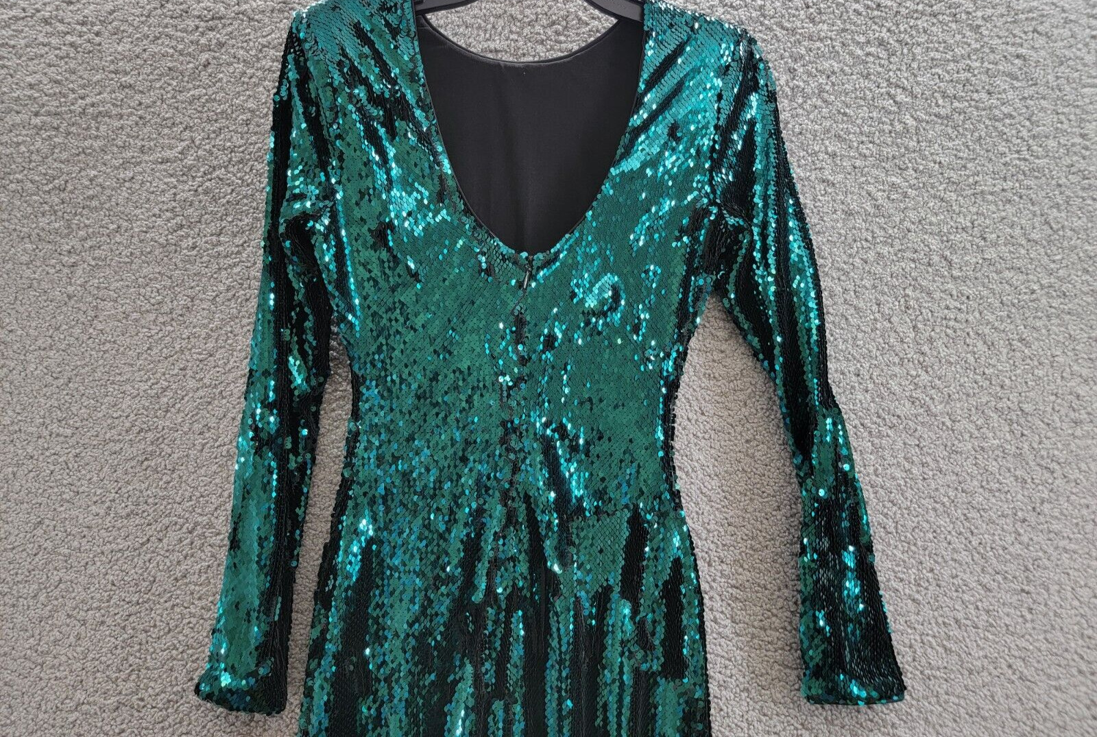 Dress the Population Natalie Sequin Long Sleeve Midi Dress Women's S Emerald - Picture 11 of 16