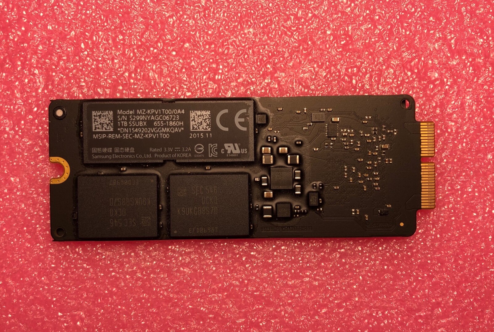 0230 Apple 純正Samsung 1TB SSD MacBookPro Apple純正 Samsung 1TB PCie SSD for MacBook Pro Retina Late