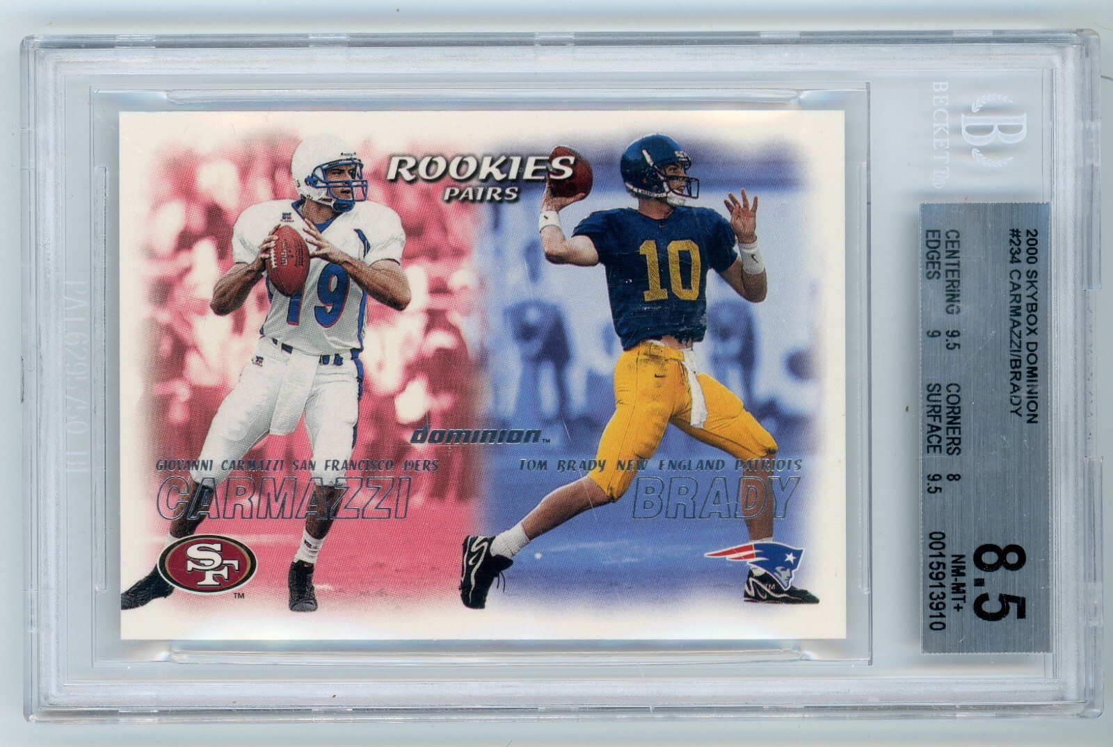 2000 Skybox Dominion Tom Brady Carmazzi Rookie RC #234 BGS
