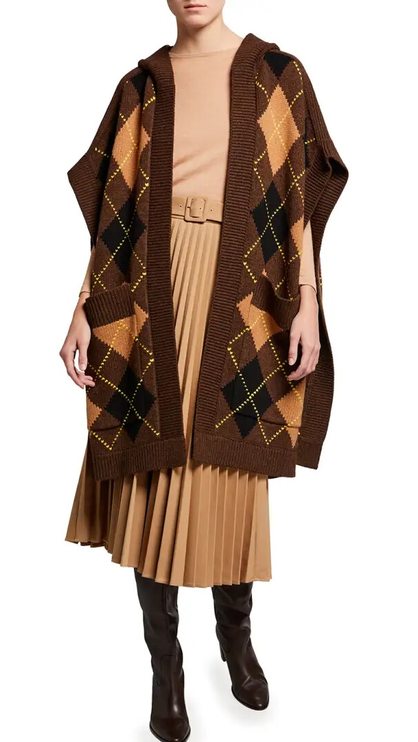 New Womens Burberry London Carla Argyle Wool Cashmere