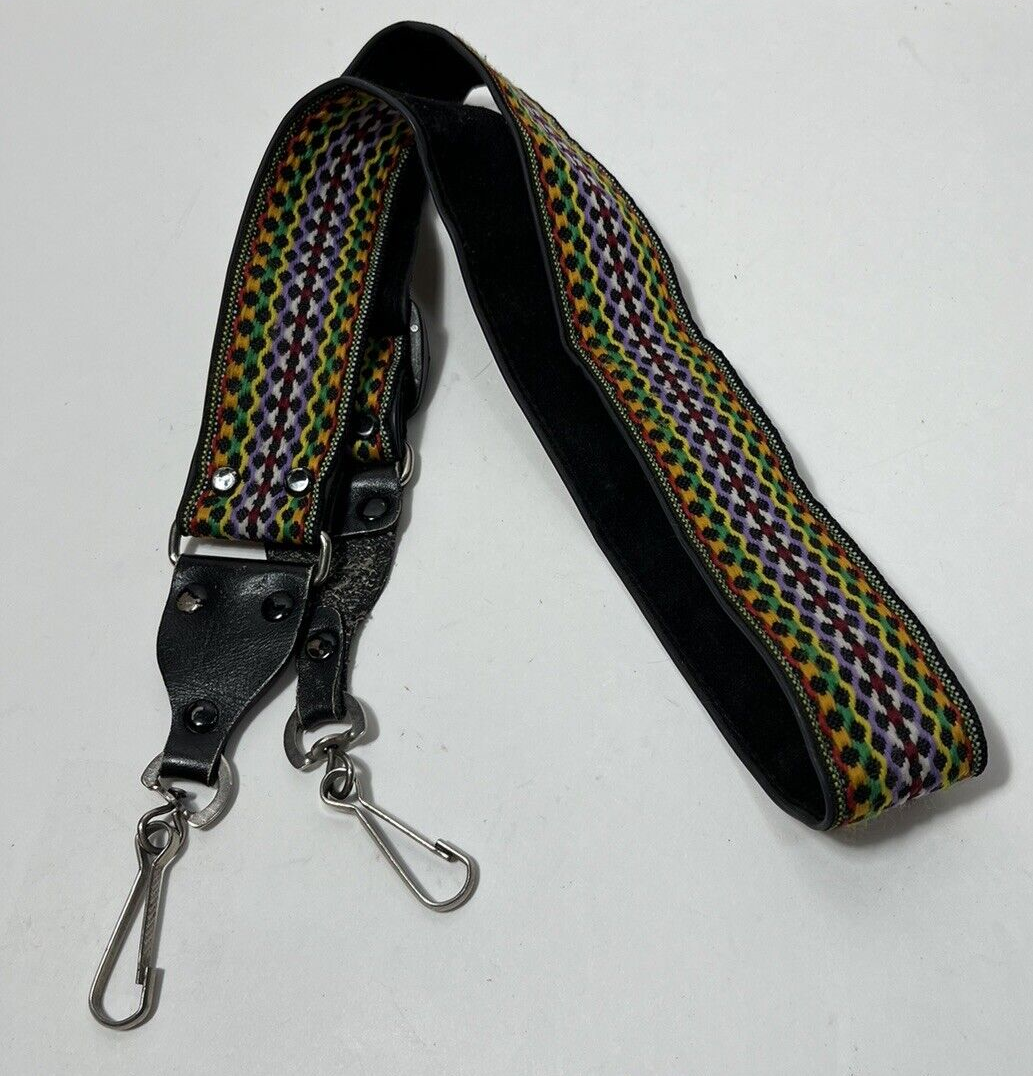 Hippy Woodstock Woven Colorful Strap Leather W/ Clips