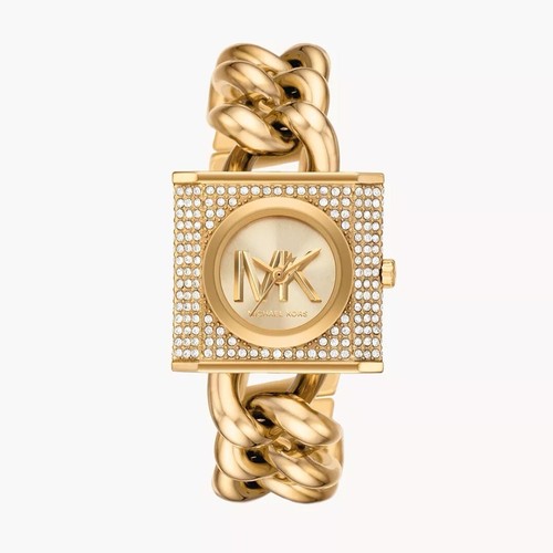 Pre-owned Michael Kors Lock Chain Mk4711 Original Watch Turn Heads & Add Touch Of Glamour