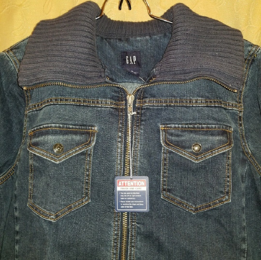 L 12-14 NWT Gap Maternity denim jean jacket stretch spring coat cute