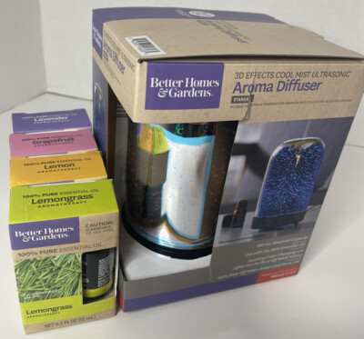 Better Homes Gardens 3D Effects Cool Mist Ultrasonic Aroma Diffuser 4 Oil Scents