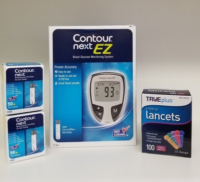 Contour Next Blood Glucose 100 Test Strips & Lancets 33G...