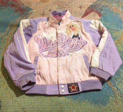 Vtg 2006 Kids JH Muppets Miss Piggy Racing Jacket M Disney