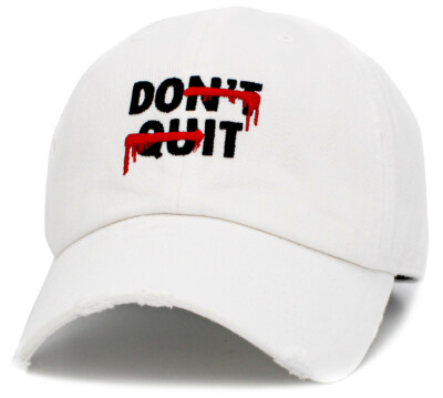 Don't Quit / Do It   Vintage Adjustable White Distressed Hat by KB Ethos 