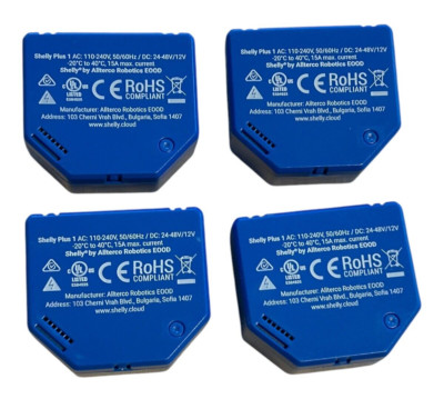 Shelly Plus 1 Wifi And Bluetooth - 15A Smart Relay Switch - 4 Pack