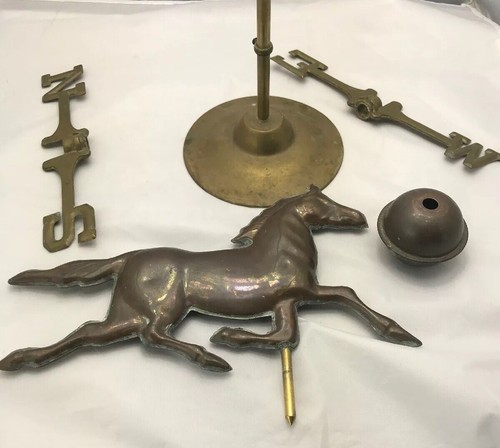 VINTAGE horse WEATHER VANE copper & brass country decor farm Wind Direction Old
