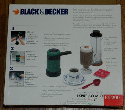 NEW Black & Decker Expresso Mio Microwave Cappuccino Maker Kit EE200 & Frother