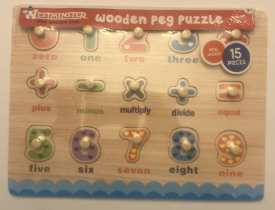 Westminster Wooden Peg Puzzle, 15 Piece Add, Multiply, and Divide Numbers